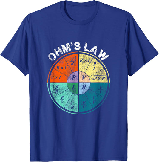 Ohm's Law Current Resistance Power Voltage Pie Chart Design T-Shirt - T-Shirt | Royal