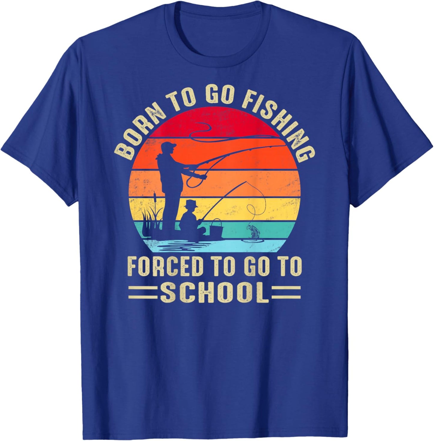 Funny Born To Go Fishing Bass Fish Fisherman Boys T-Shirt - T-Shirt | Royal