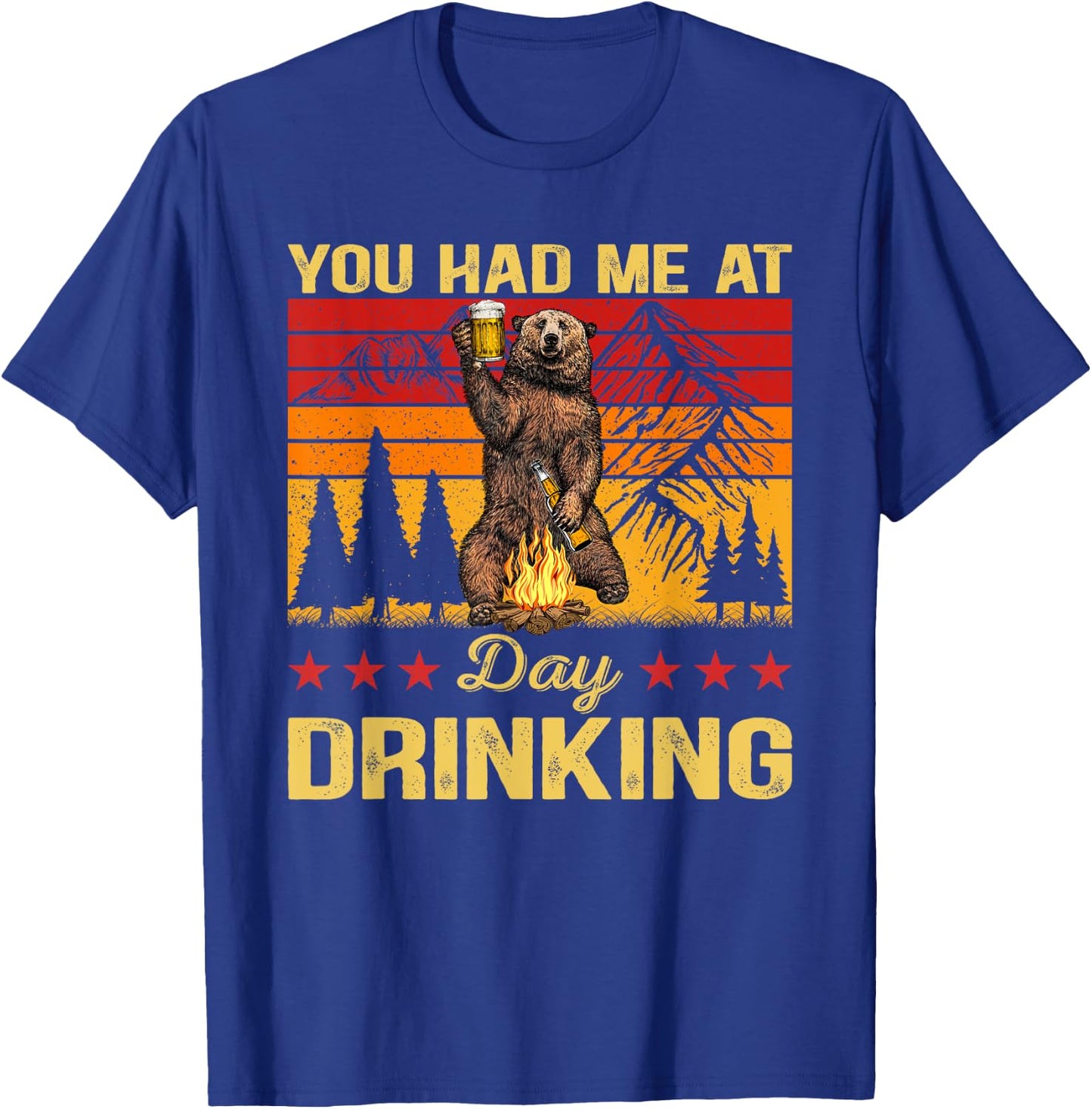 You Had Me At Day Drinking Vintage Bear Drinking Beer T-Shirt - T-Shirt | Royal