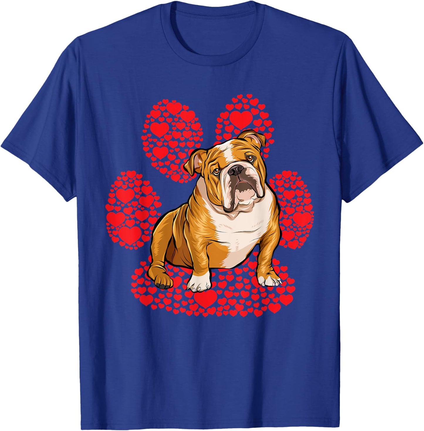 Bulldog Valentines Day Dog Love Paw T-Shirt - T-Shirt | Royal