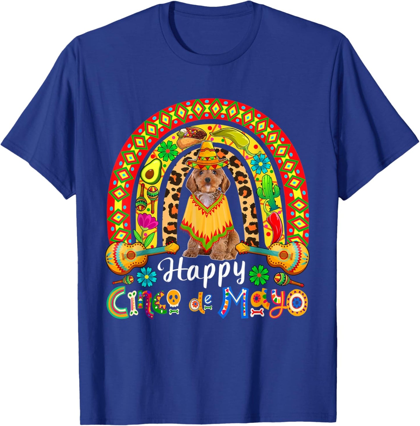 Happy Cinco De Mayo Mexican Cockapoo Sombrero Rainbow T-Shirt - T-Shirt | Royal