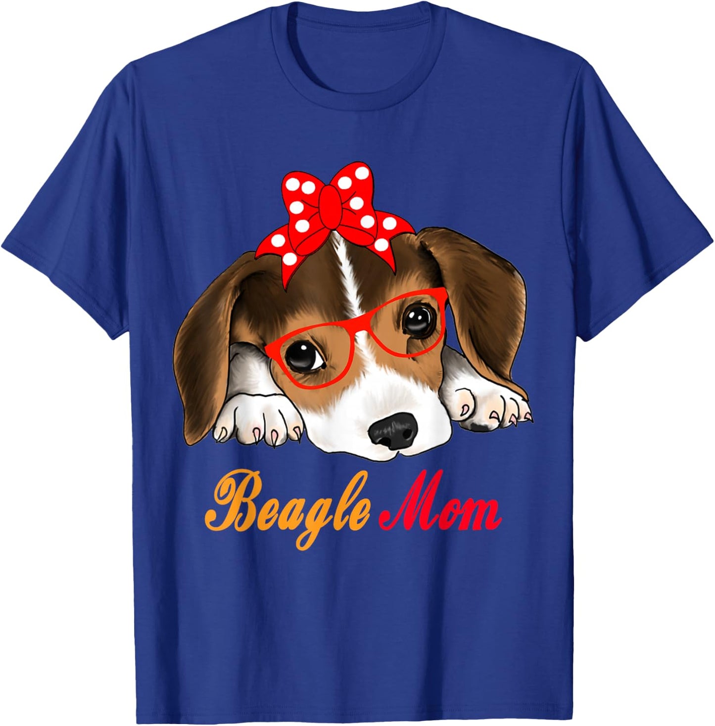 Dog Lover Gifts Bow Tie Glasses Funny Cute Beagle Mom T-Shirt - T-Shirt | Royal