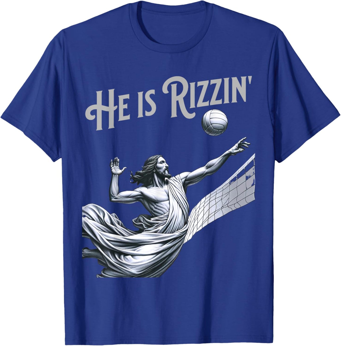 He is Rizzin Jesus Playing Volleyball Funny Sports Rizz T-Shirt - T-Shirt | Royal