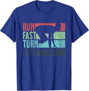 Run Fast Turn Left Sprint Dash Runners 100m 200m 400m T-Shirt - T-Shirt | Royal