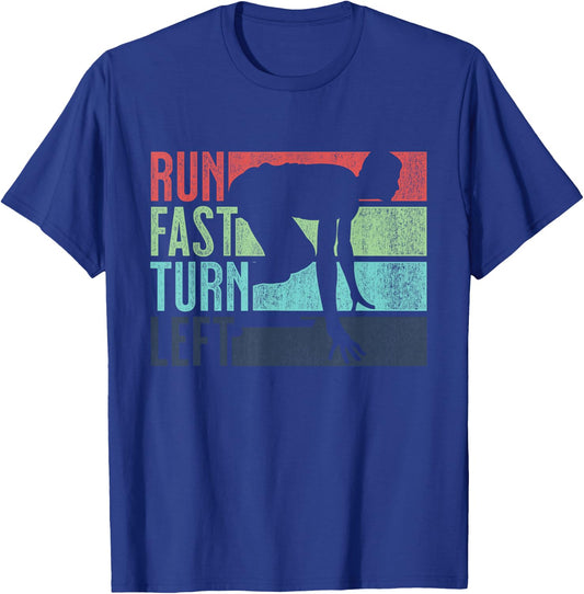 Run Fast Turn Left Sprint Dash Runners 100m 200m 400m T-Shirt - T-Shirt | Royal
