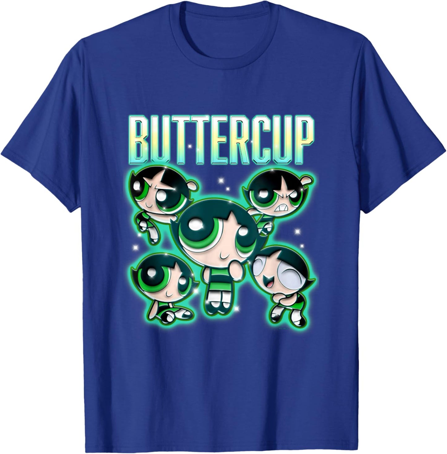 The Powerpuff Girls Buttercup Chrome Multi Pose T-Shirt - T-Shirt | Royal