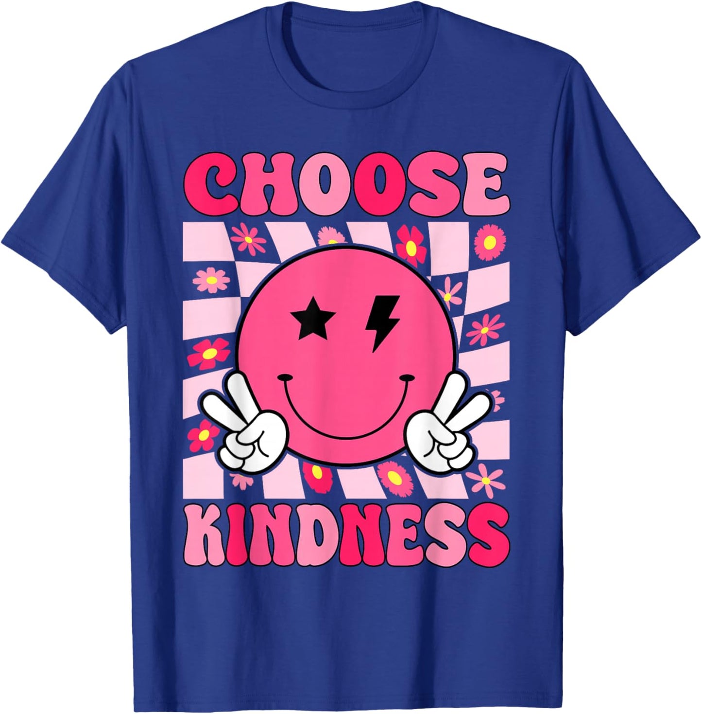 Be Kind Choose Kindness Retro Groovy Inspirational T-Shirt - T-Shirt | Royal