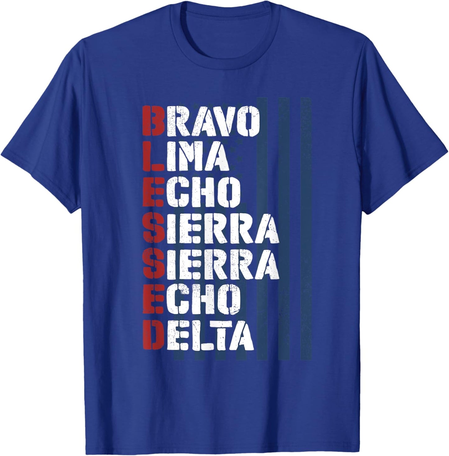Blessed Military Alphabet Letters for Patriotic Christian T-Shirt - T-Shirt | Royal