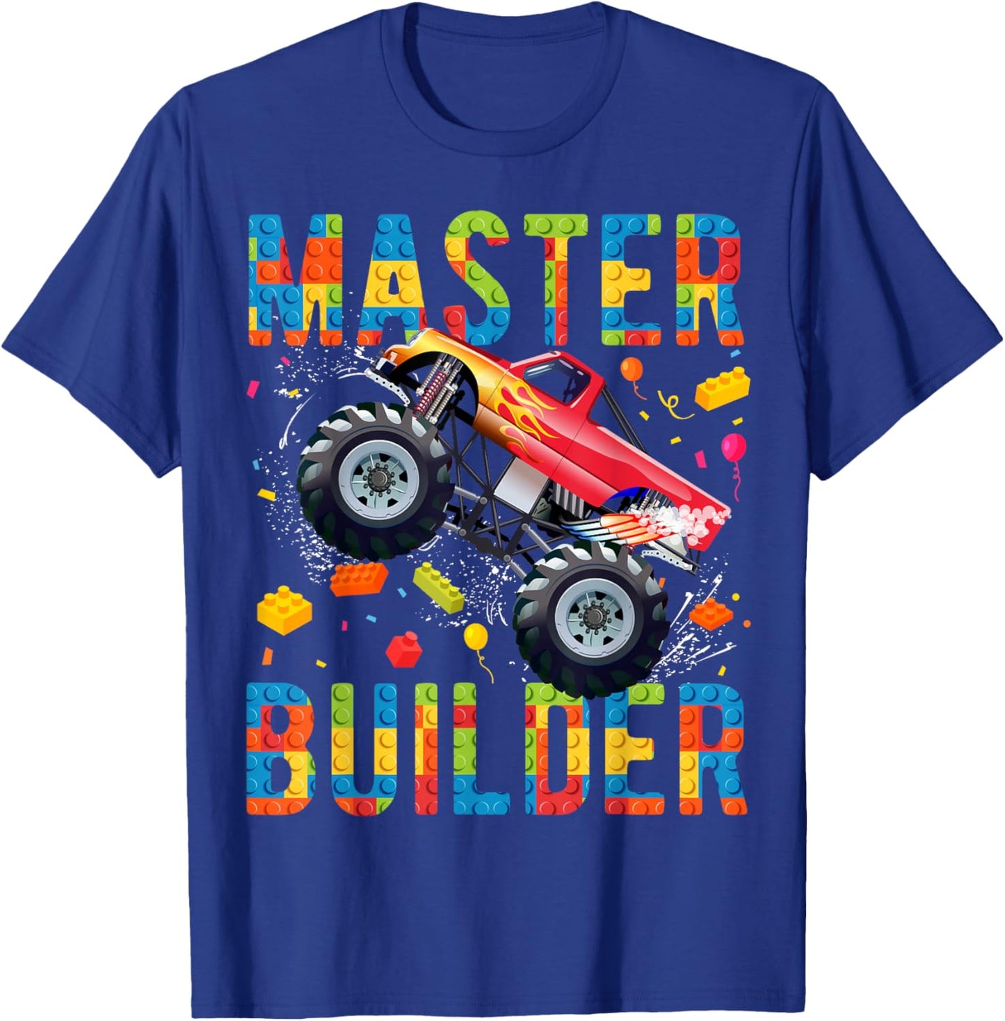 Master Builder Building Blocks Monster Truck T-Shirt - T-Shirt | Royal