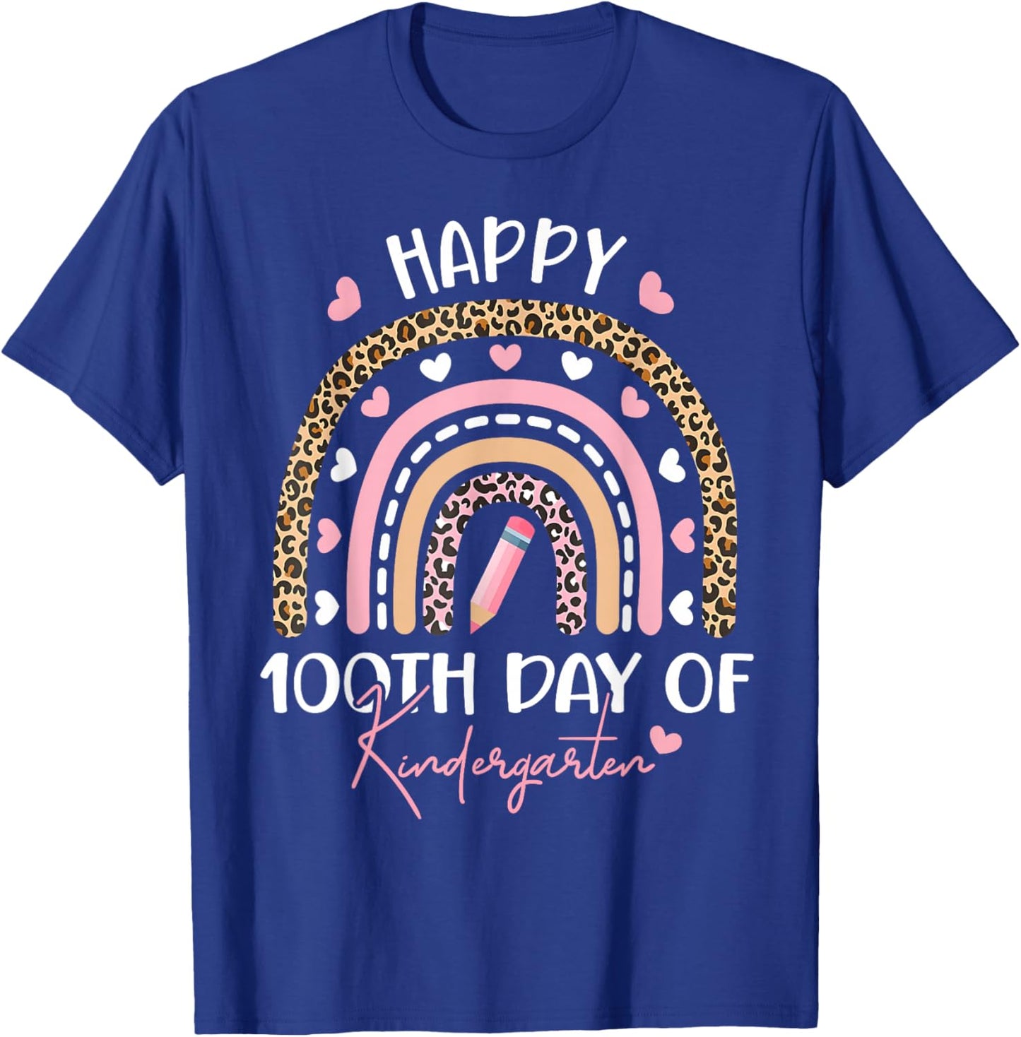Happy 100th Day of Kindergarten 100 Days of School Teacher T-Shirt - T-Shirt | Royal