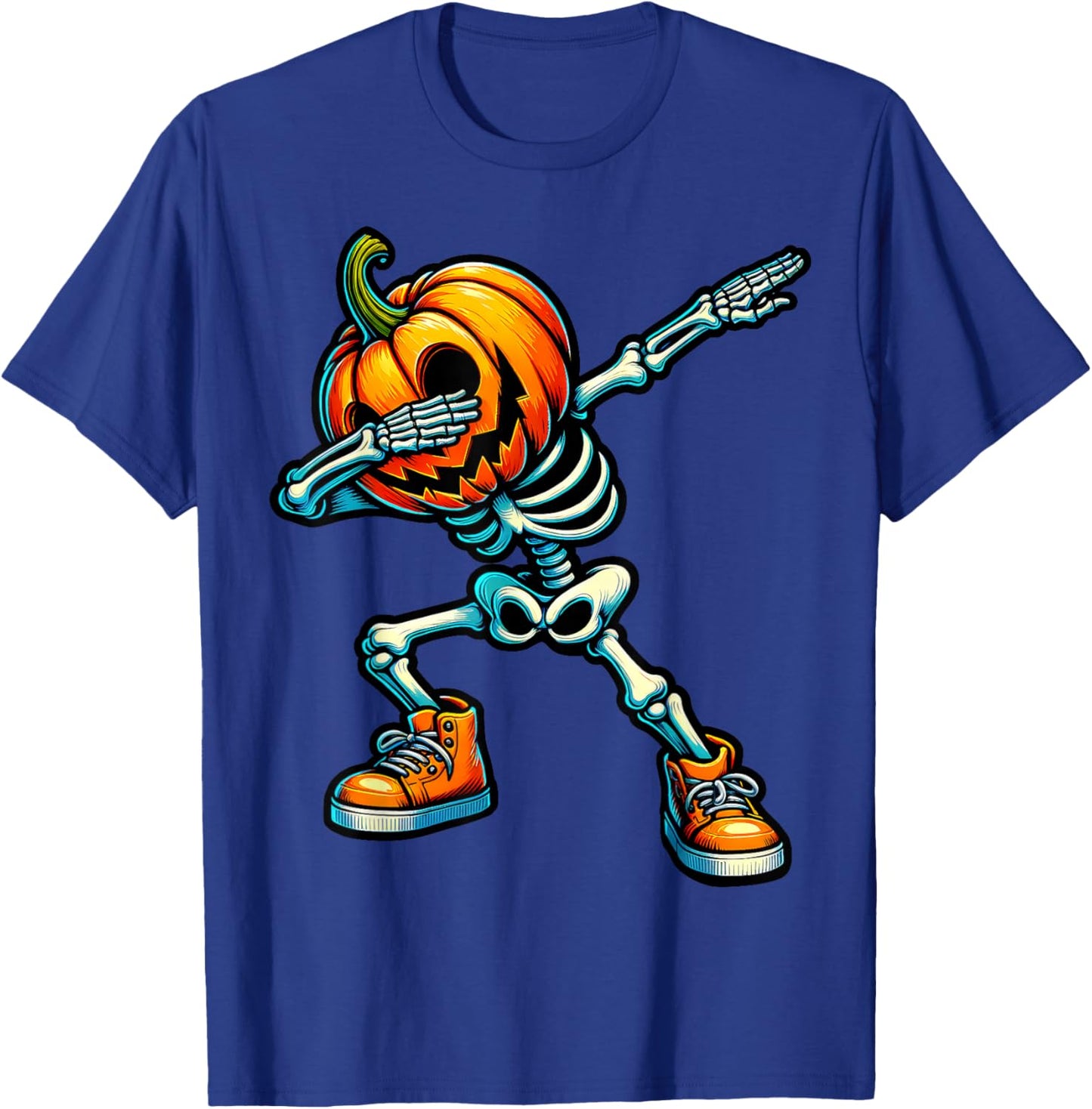 Dabbing Halloween Skeleton Boys Trick Treat Funny Pumpkin T-Shirt - T-Shirt | Royal