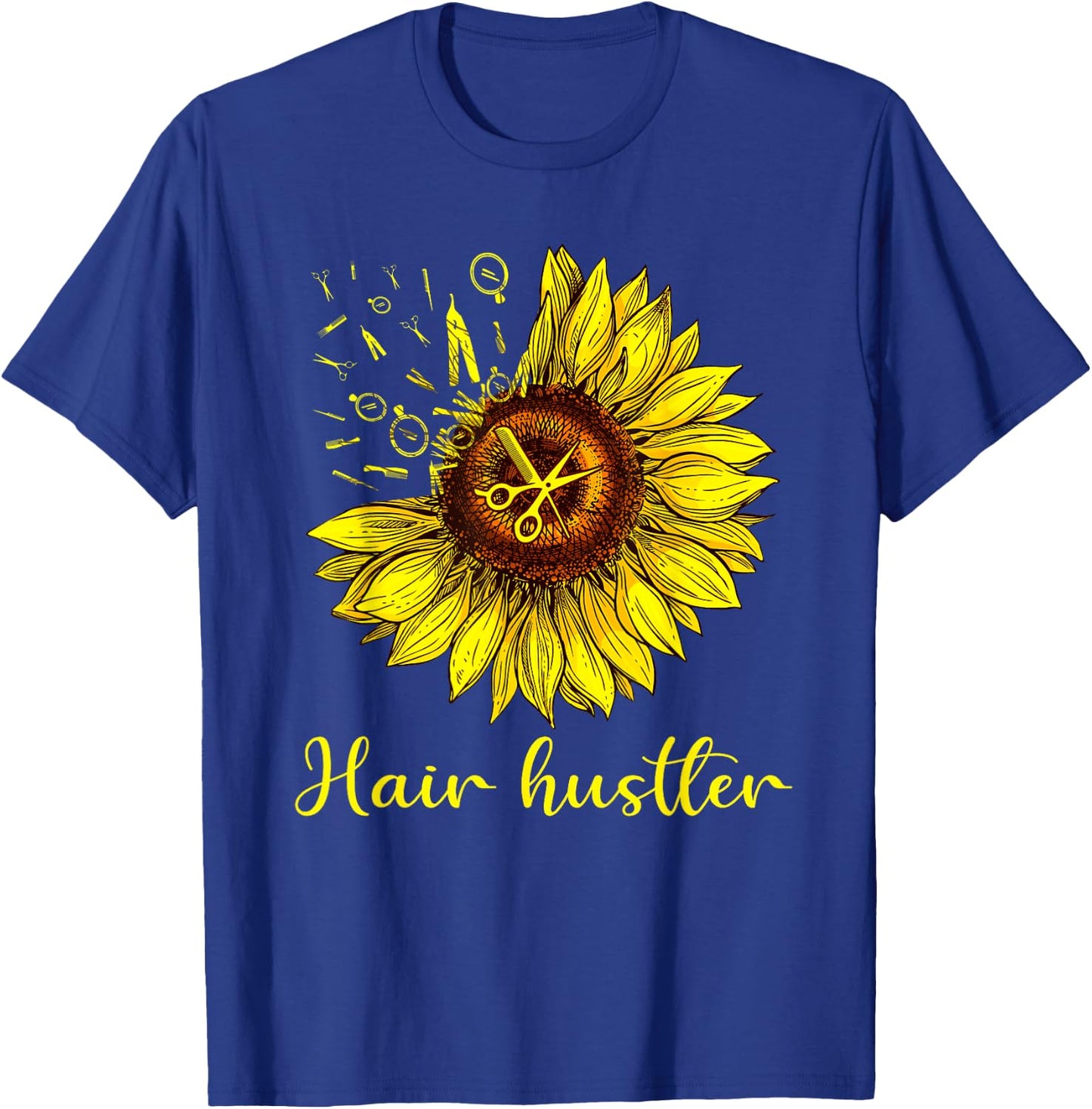 Hairstylist Hair Hustler Shirt St Sunflower Gift Women T-Shirt - T-Shirt | Royal