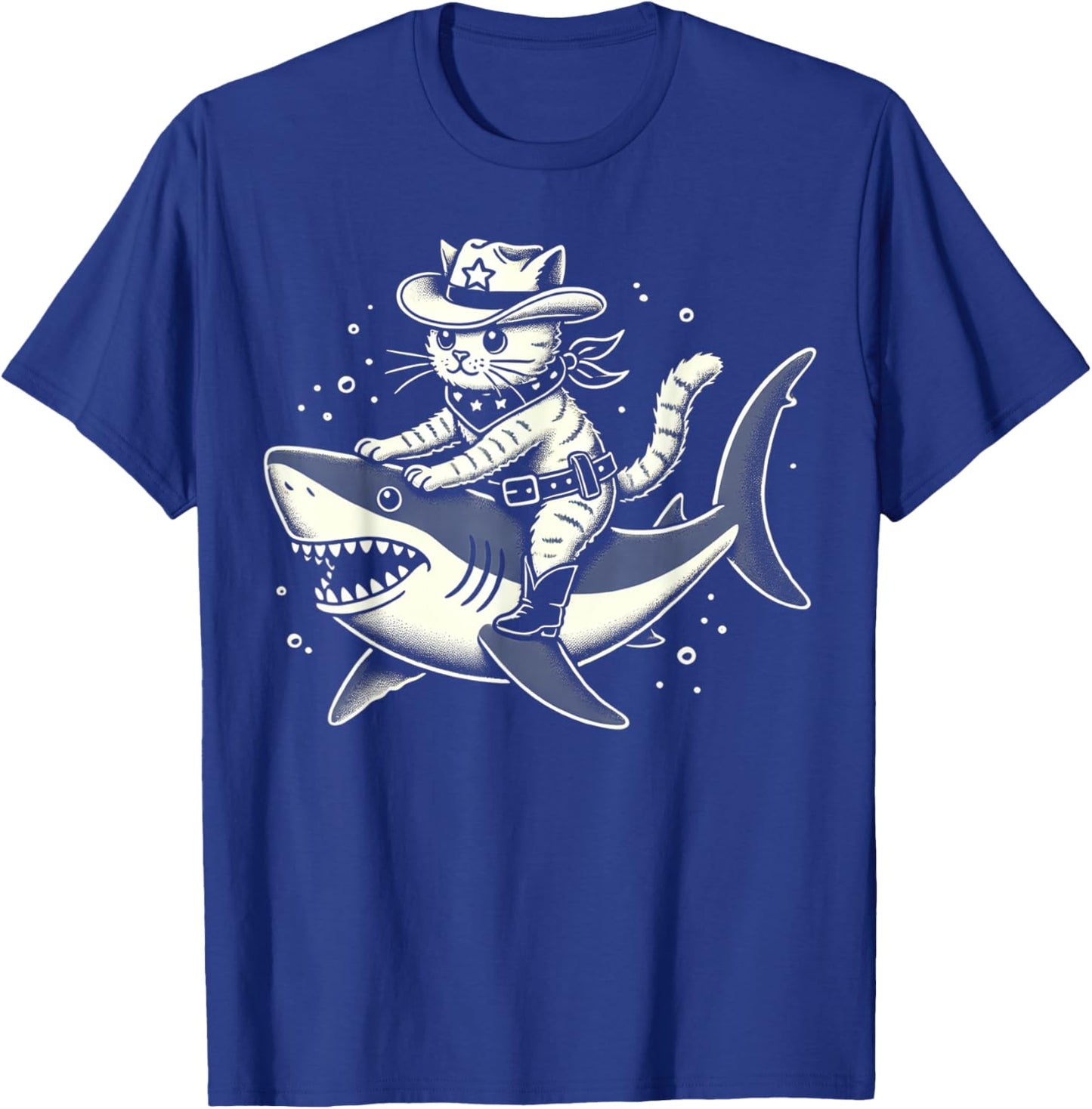 Cat Cowboy on Shark T-Shirt - T-Shirt | Royal