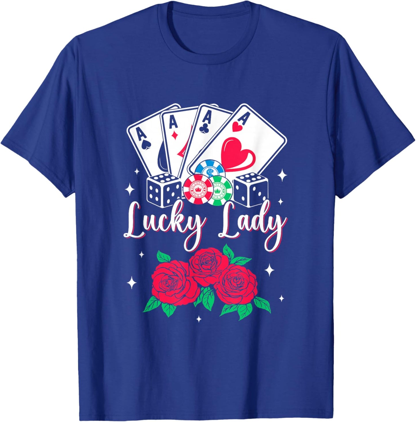 Lucky Lady Poker Player Gambling Casino Design Women T-Shirt - T-Shirt | Royal