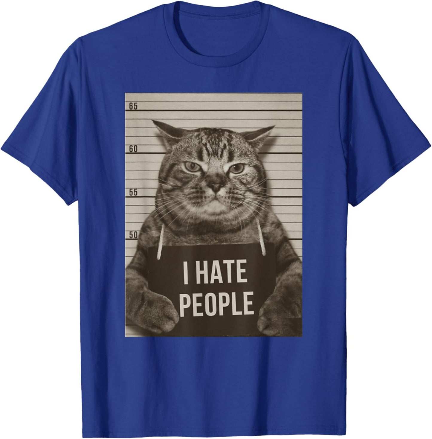 Funny Cat Police Mugshot I Hate People T-Shirt - T-Shirt | Royal