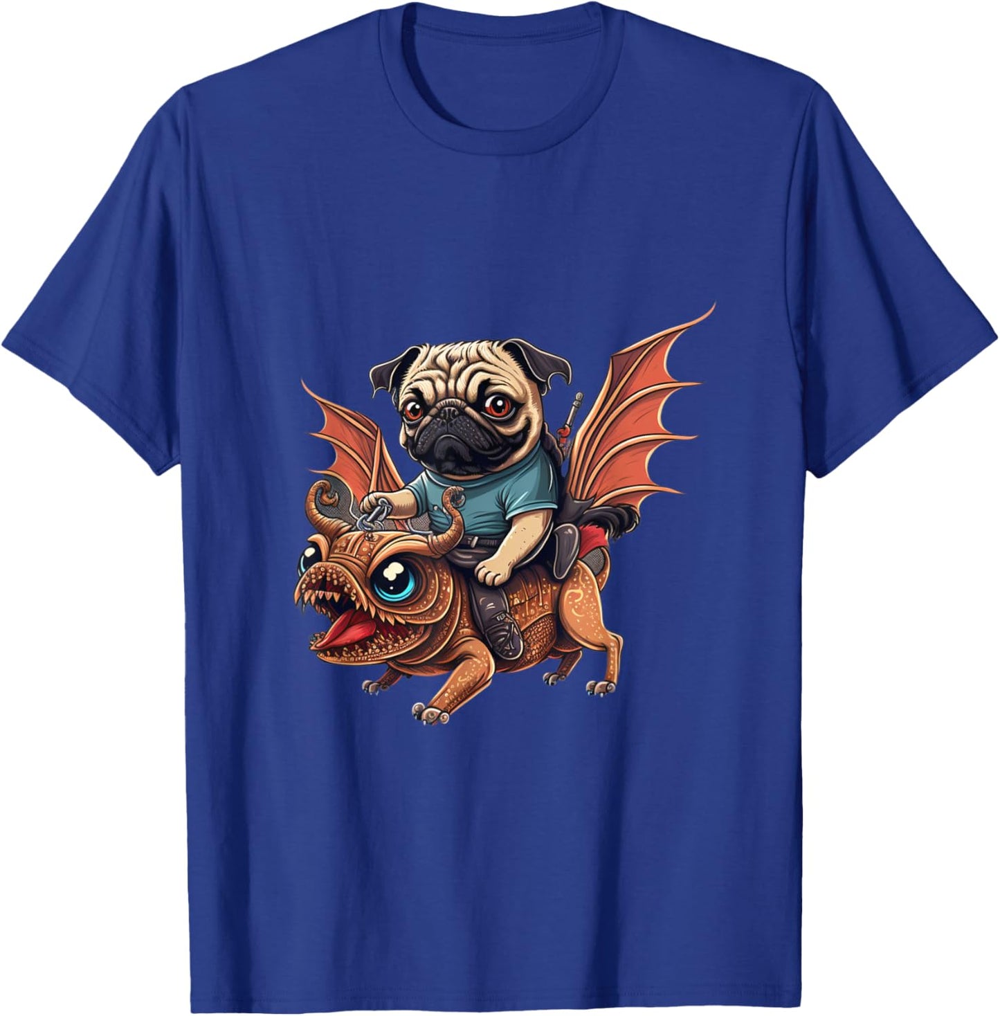 Cute Pug Riding On A Dragon T-Shirt - T-Shirt | Royal