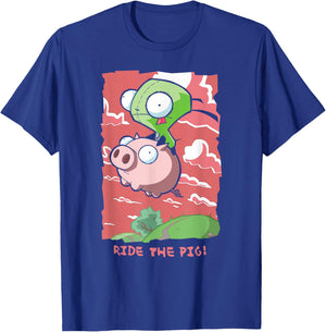 Invader Zim G.I.R Ride The Pig! Hilarious Poster T-Shirt - T-Shirt | Royal