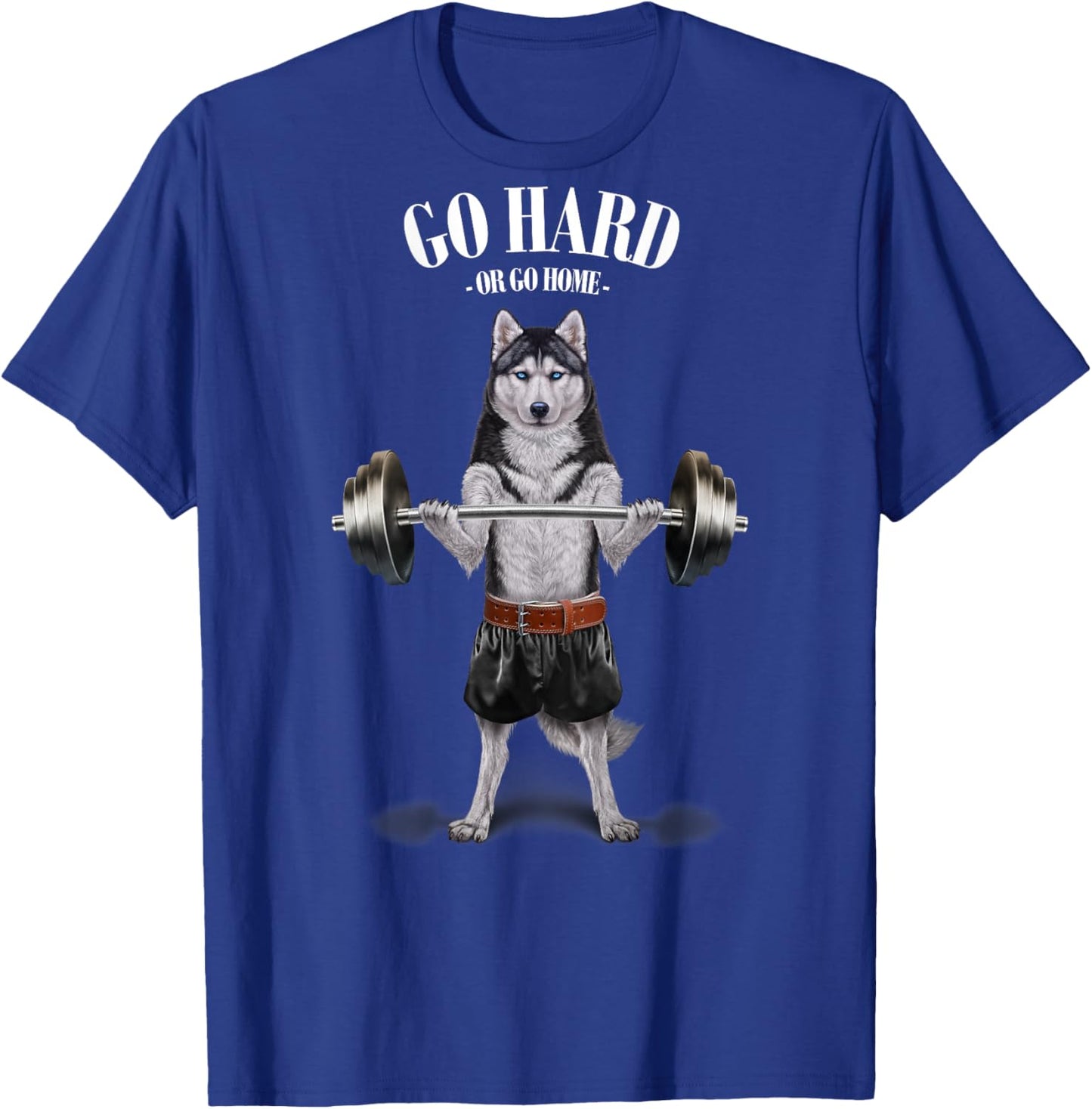 Siberian Husky Dog Weightlifting in Fitness Gym T-Shirt - T-Shirt | Royal