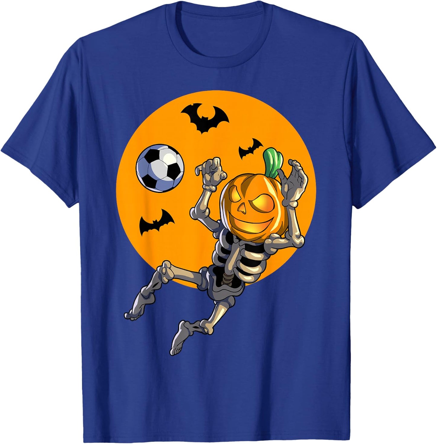 Soccer Skeleton Halloween Men Boys Soccer Halloween T-Shirt - T-Shirt | Royal