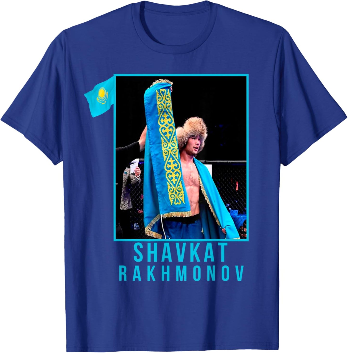 Shavkat Nomad Rakhmonov Champion Mma Kazakhstan Flag T-Shirt - T-Shirt | Royal