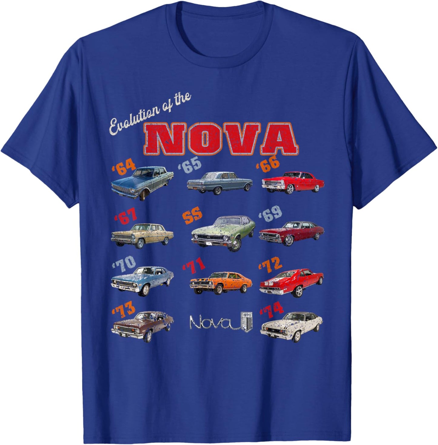 1969 72 63 64 65 66 67 68 70 71 73 74 chevys nova Evolution T-Shirt - T-Shirt | Royal