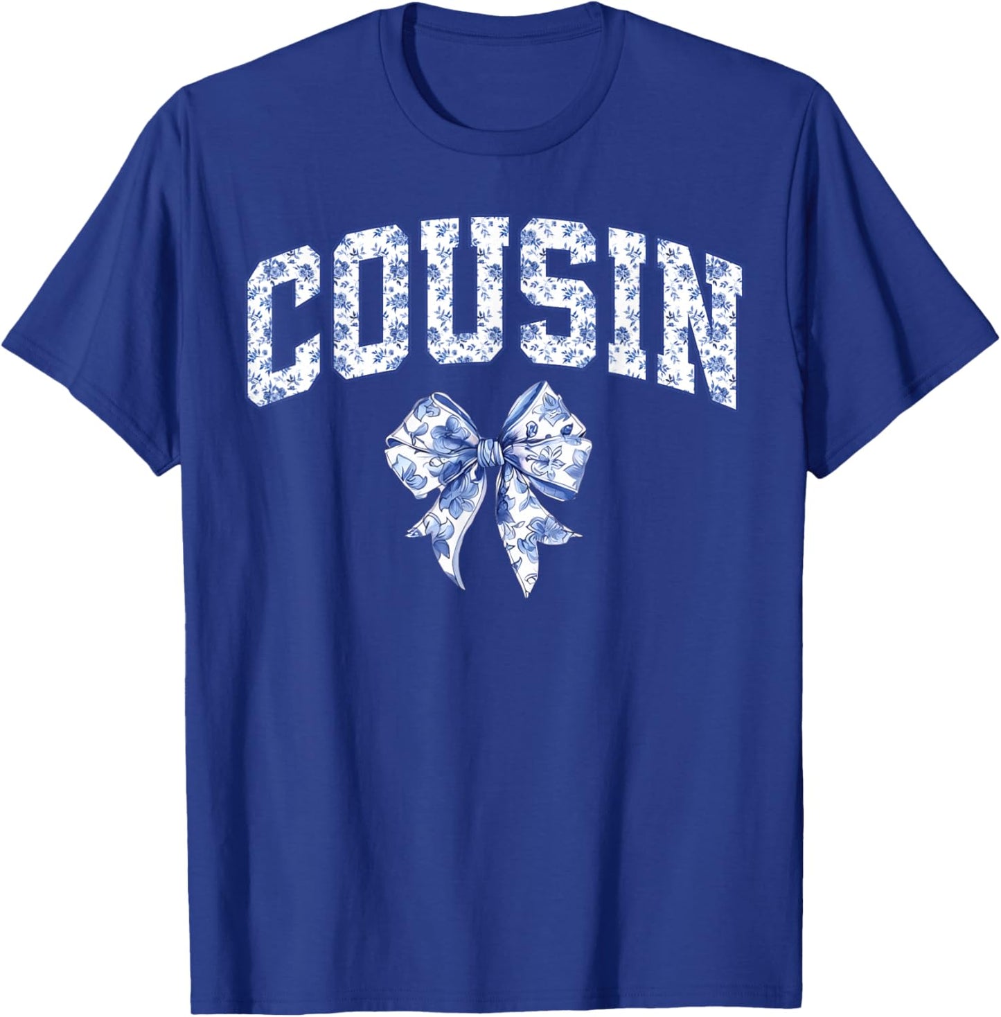 Cousin Coquette Toile Blue Bow Floral Family Matching T-Shirt - T-Shirt | Royal