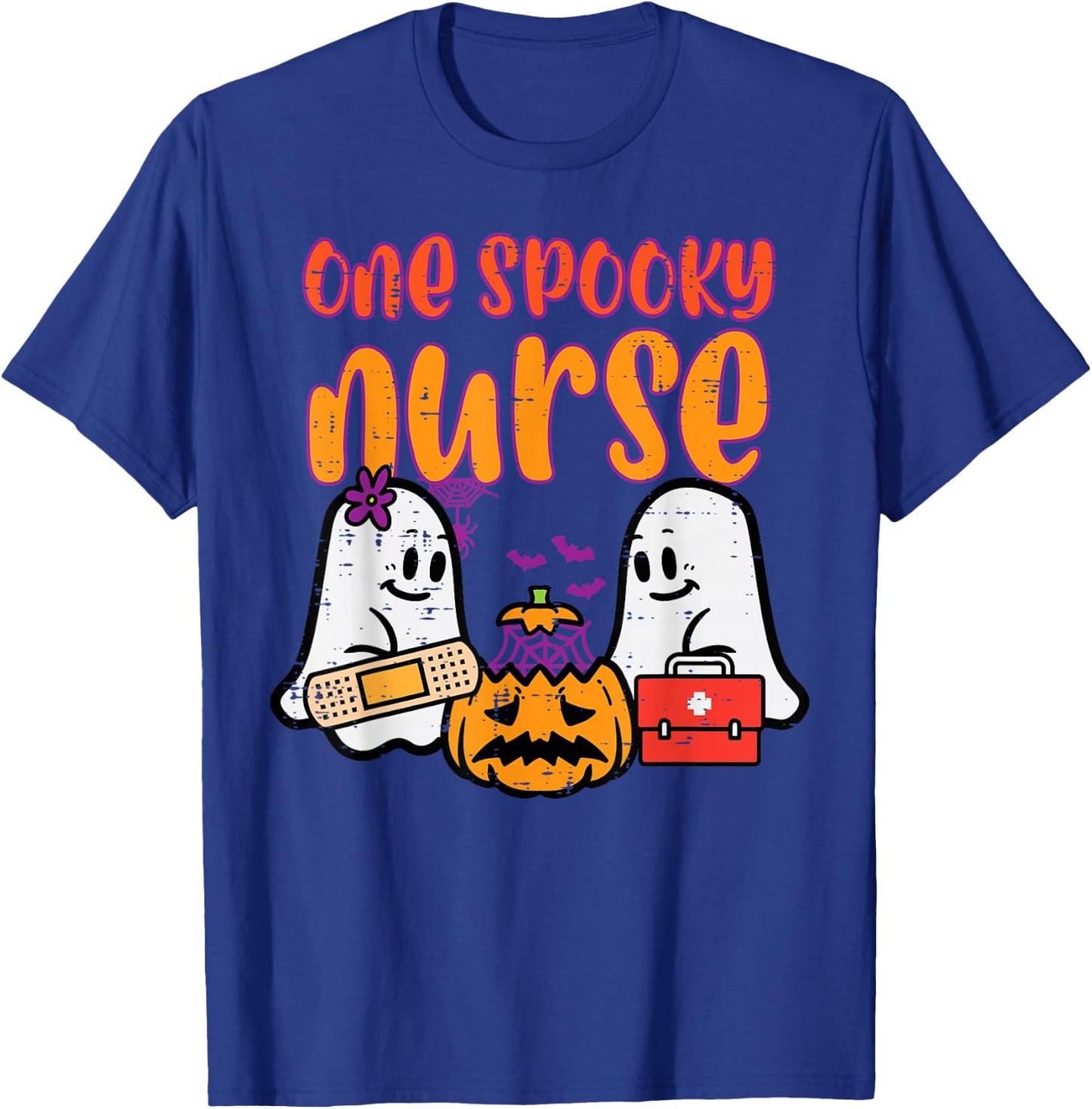 Ghosts One Spooky Nurse Halloween Nurse Fall Scrub RN Women T-Shirt - T-Shirt | Royal