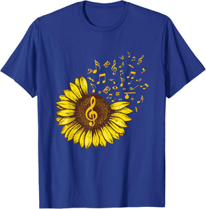 Sunflower Music Note Music Lovers T-Shirt - T-Shirt | Royal