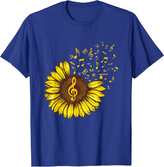 Sunflower Music Note Music Lovers T-Shirt - T-Shirt | Royal