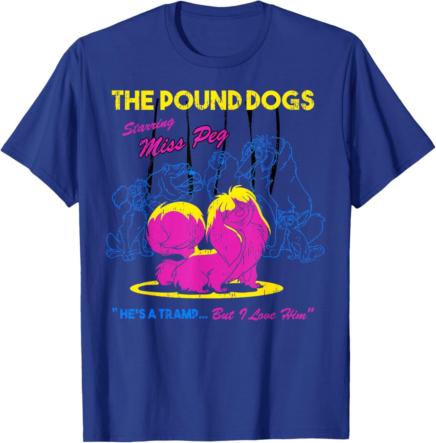 Disney The Lady And The Tramp Miss Peg Neon Portrait T-Shirt - T-Shirt | Royal