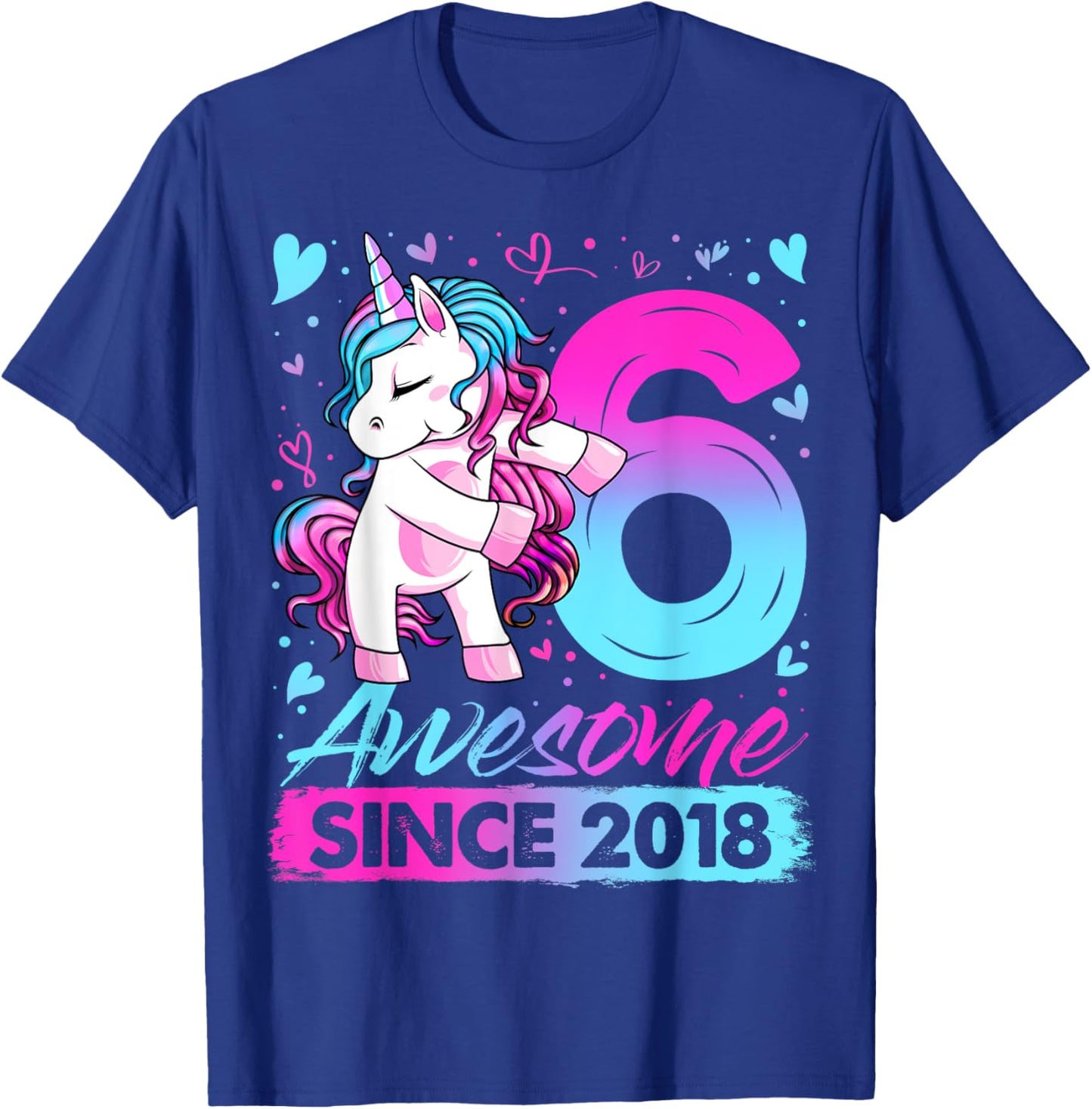 6 Years Old Flossing Unicorn Gifts 6th Birthday Girl Party T-Shirt - T-Shirt | Royal
