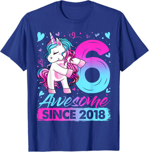 6 Years Old Flossing Unicorn Gifts 6th Birthday Girl Party T-Shirt - T-Shirt | Royal
