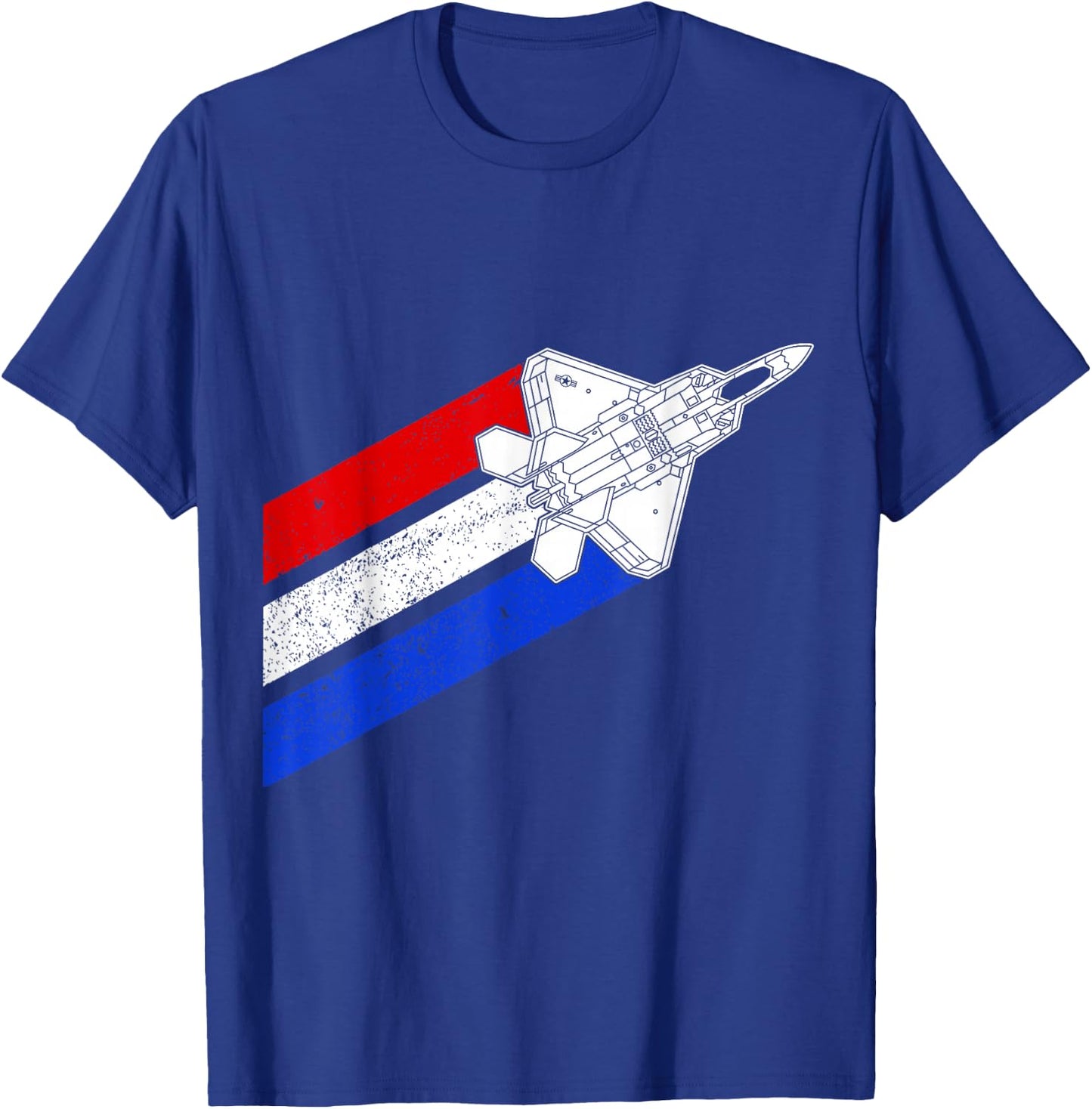F-22 Raptor Airplane USA Contrails Red White Blue F22 T-Shirt - T-Shirt | Royal