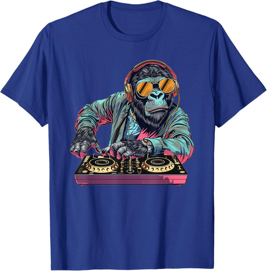 Cartoon Gorilla DJ T-Shirt - T-Shirt | Royal