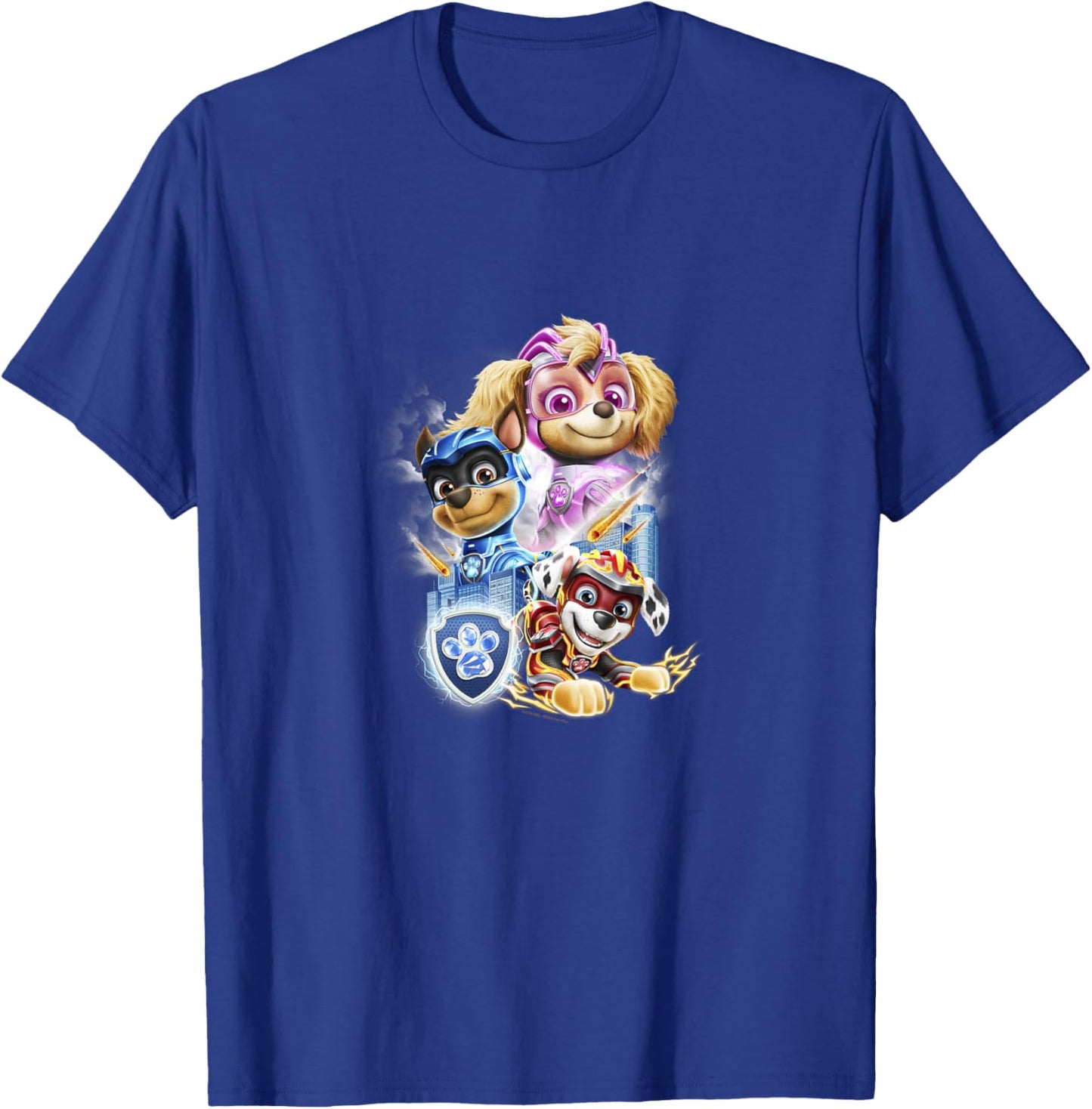 Kids PAW Patrol: The Mighty Movie Skye Chase Marshall Logo T-Shirt - T-Shirt | Royal