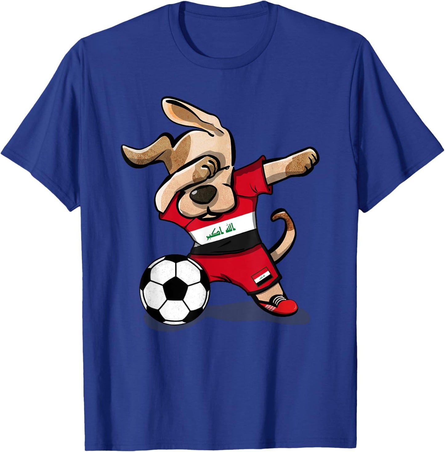Dabbing Dog Iraq Soccer Fans Jersey Iraqi Football Lovers Men Women Girls Kids T-Shirt - T-Shirt | Royal