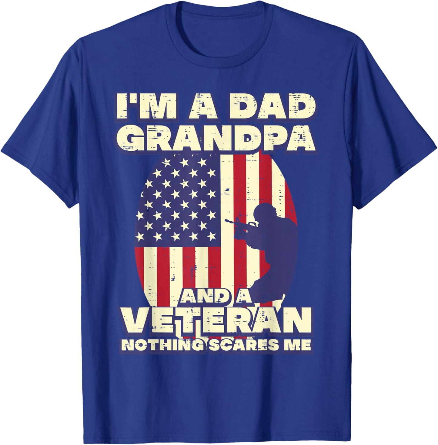 Dad Grandpa Veteran Flag Fathers Grandparent Day Patriot Men T-Shirt - T-Shirt | Royal
