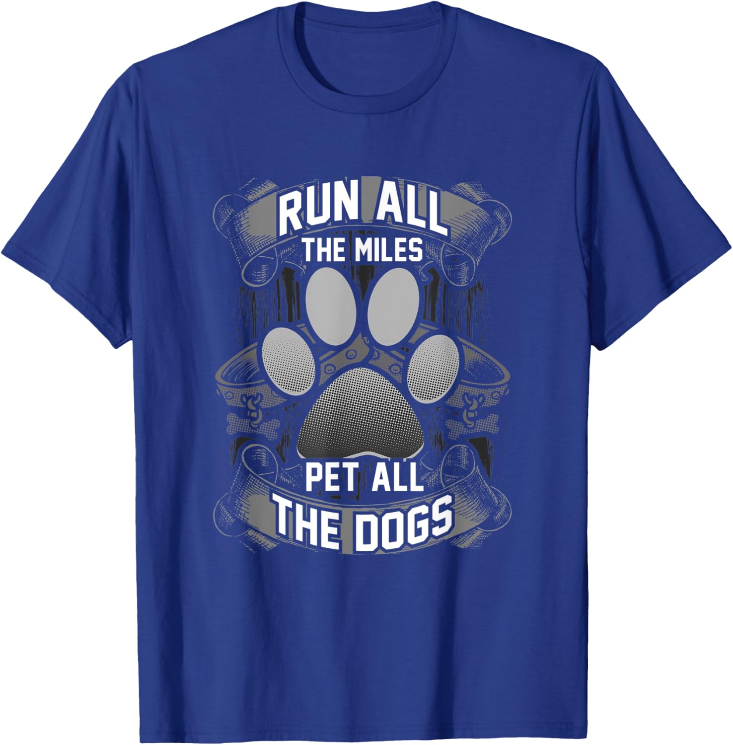 Cute Run All The Miles & Pet All The Dogs Runners Dog Lovers Women Kids T-Shirt - T-Shirt | Royal