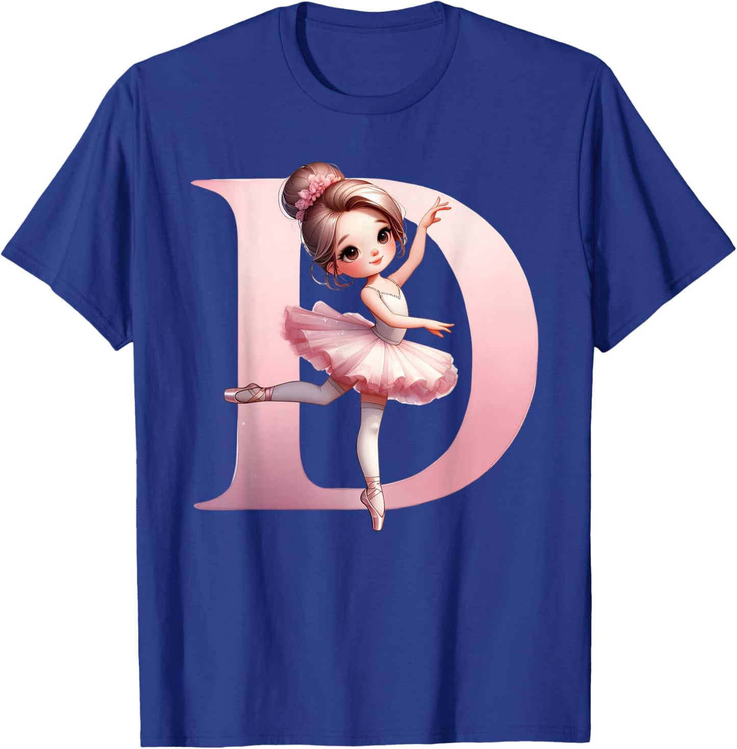 Ballerina Girl Dancing Name First Letter D Girly Tutu Ballet T-Shirt - T-Shirt | Royal
