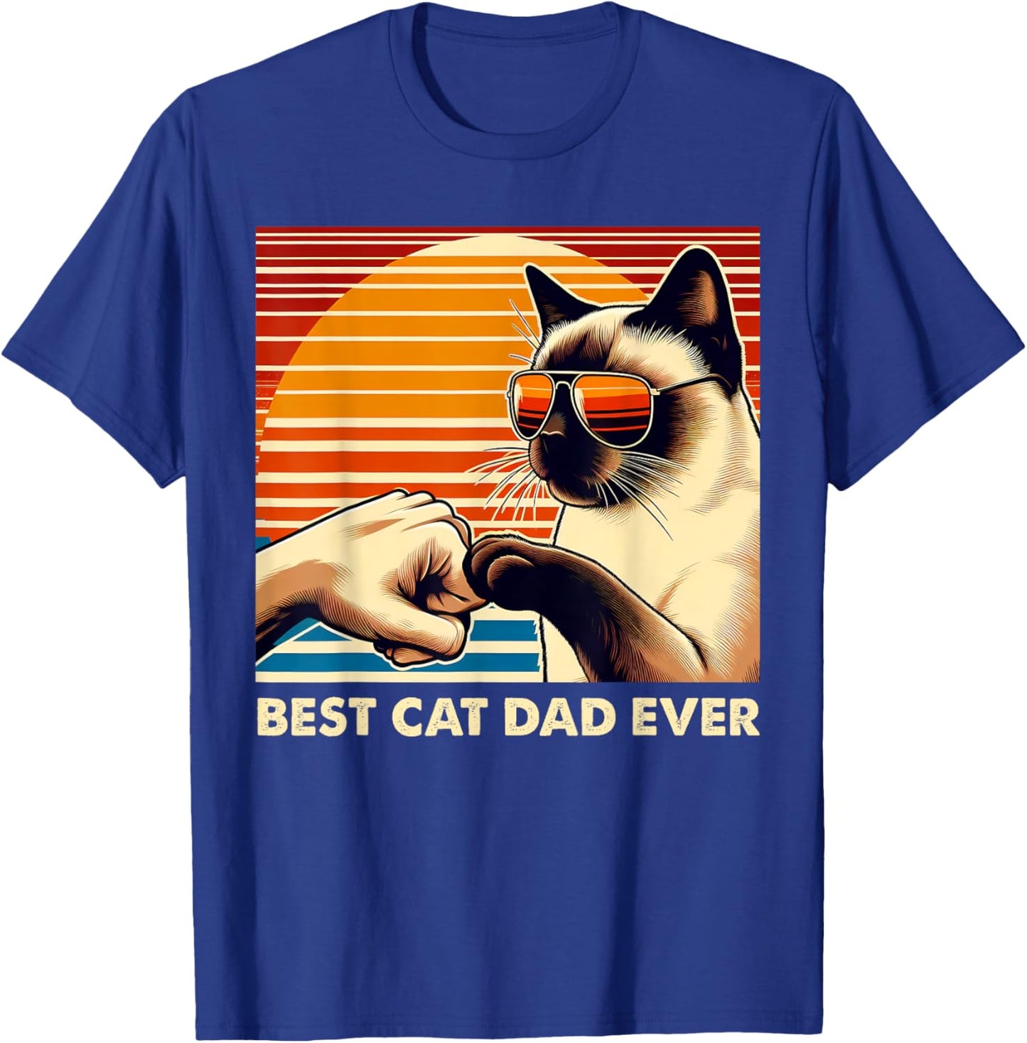Vintage Best Cat Dad Ever Siamese Cat Lover Fathers Day Men T-Shirt - T-Shirt | Royal