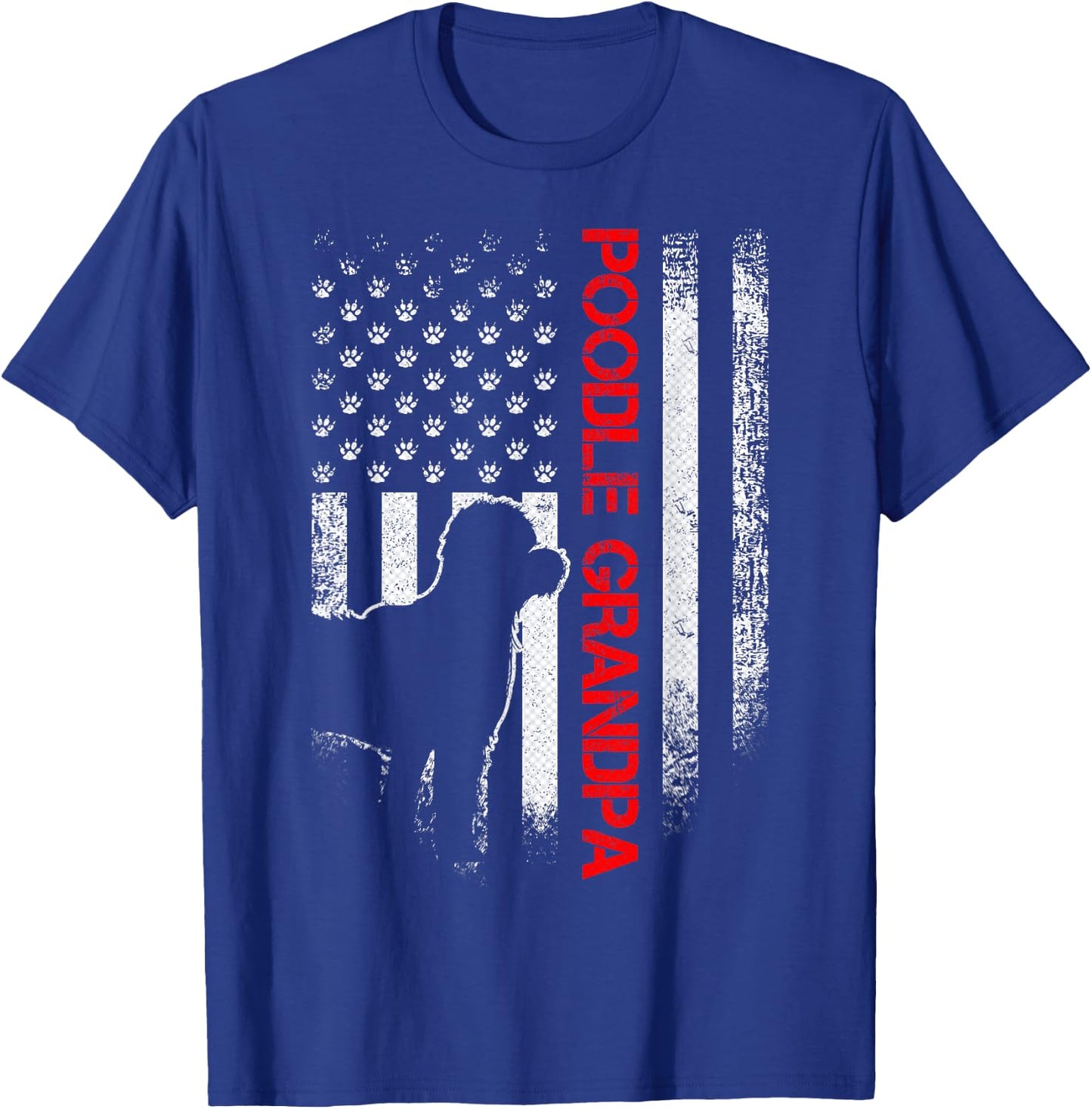 Vintage USA American Flag Proud Poodle Grandpa Silhouette Men T-Shirt - T-Shirt | Royal