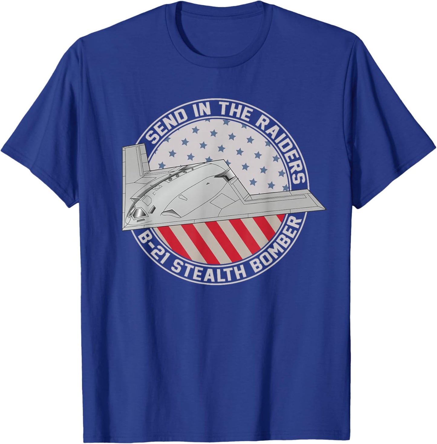US B-21 Raider Stealth Bomber Military Aircraft American B21 T-Shirt - T-Shirt | Royal