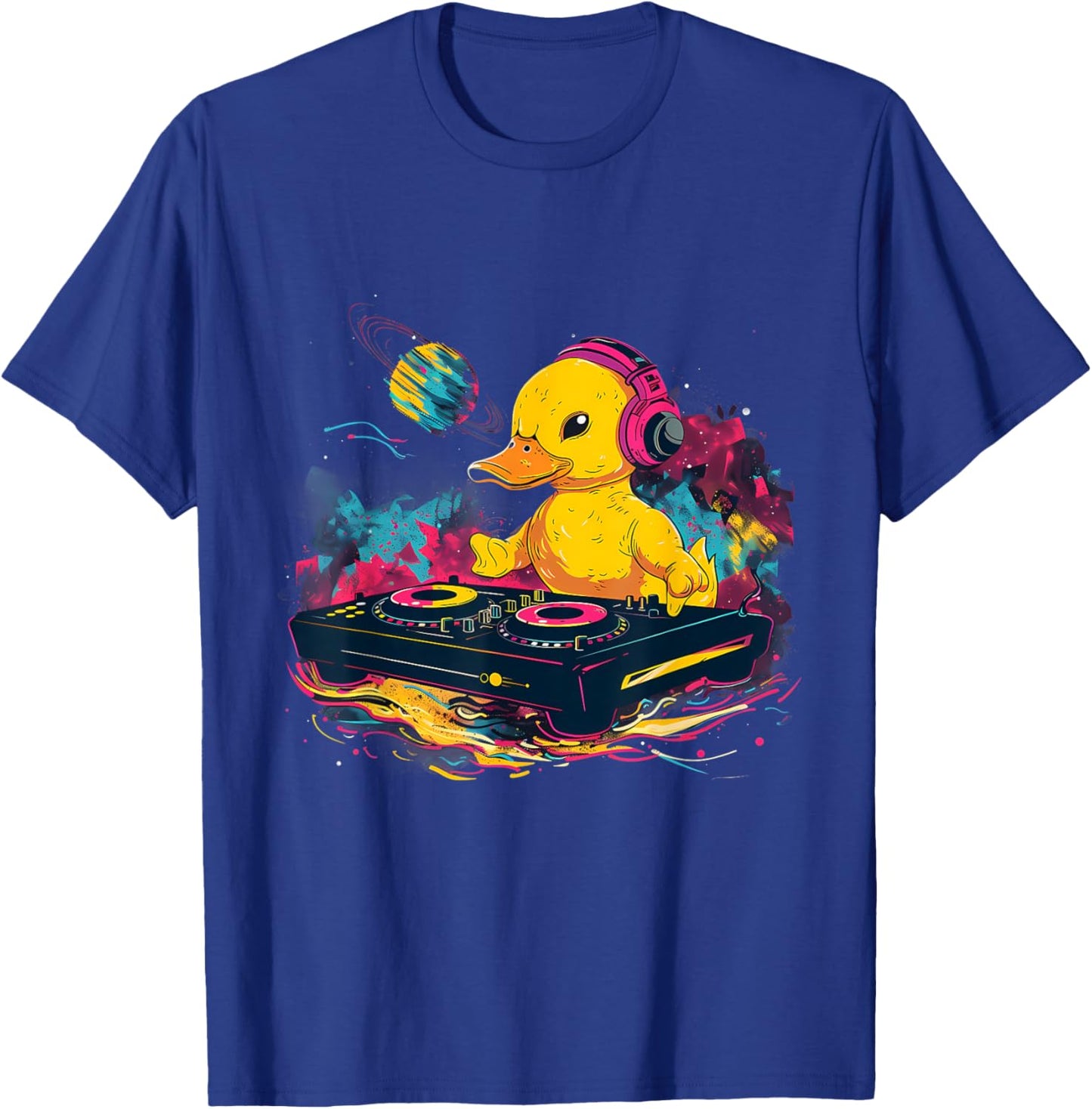 Rubber Duck Turntable DJ Music DJ Rubber Duckie Watercolor T-Shirt - T-Shirt | Royal