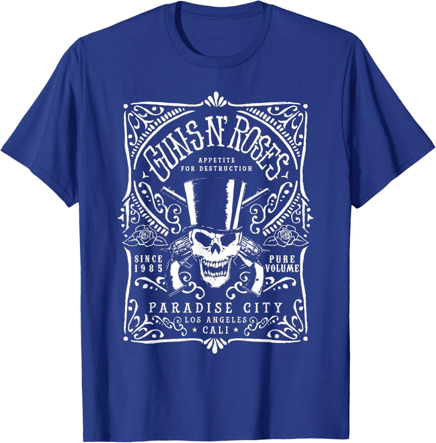 Official Guns N' Roses Paradise City Label T-Shirt - T-Shirt | Royal