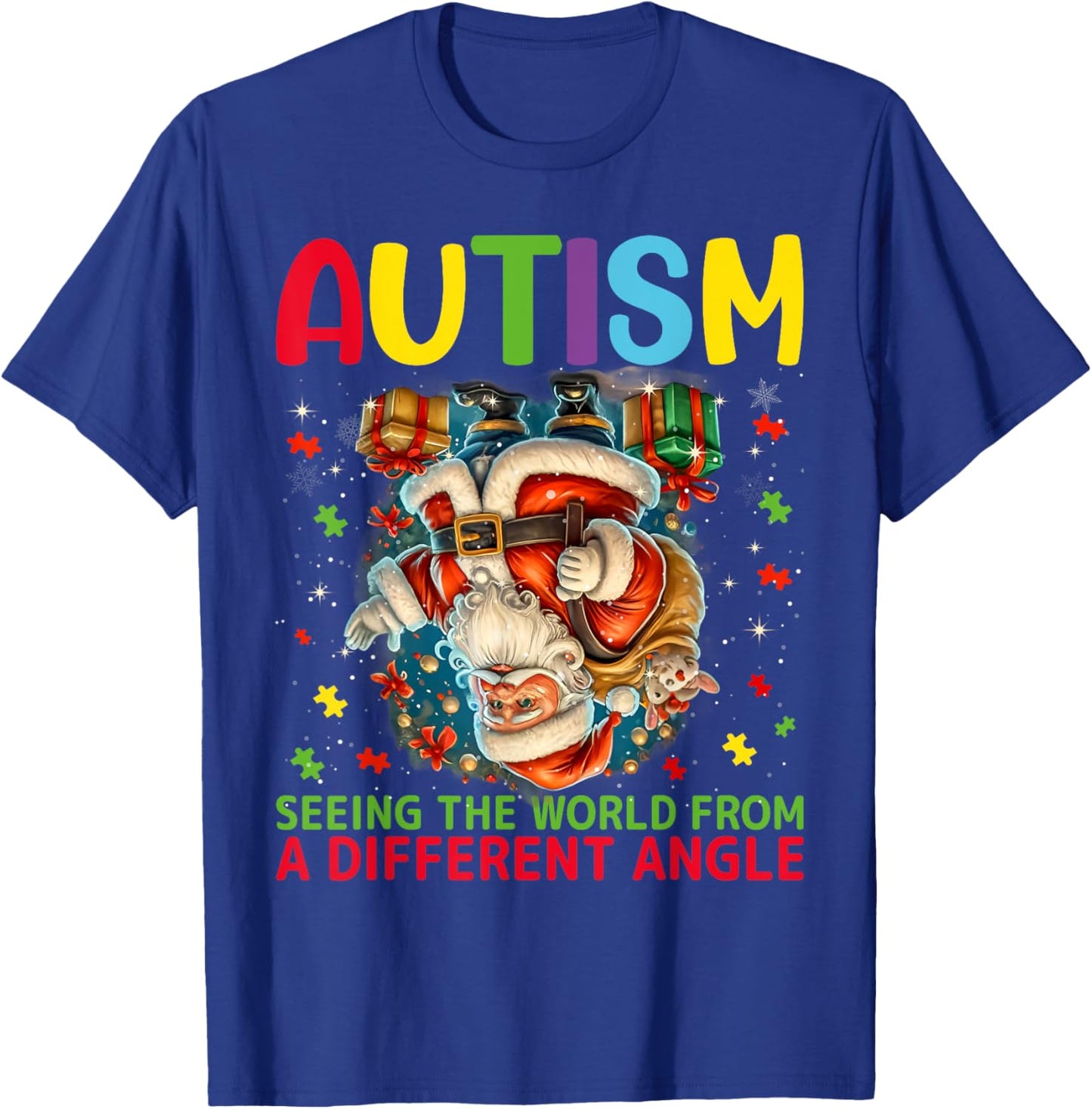 Autism Christmas Autistic Xmas Day Love Autism Awareness T-Shirt - T-Shirt | Royal