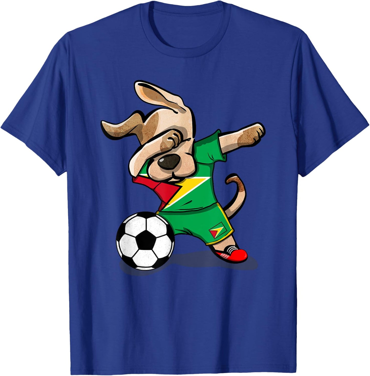 Dog Dabbing Guyana Soccer Jersey Shirt Guyanese Football Men Women Kids T-Shirt - T-Shirt | Royal