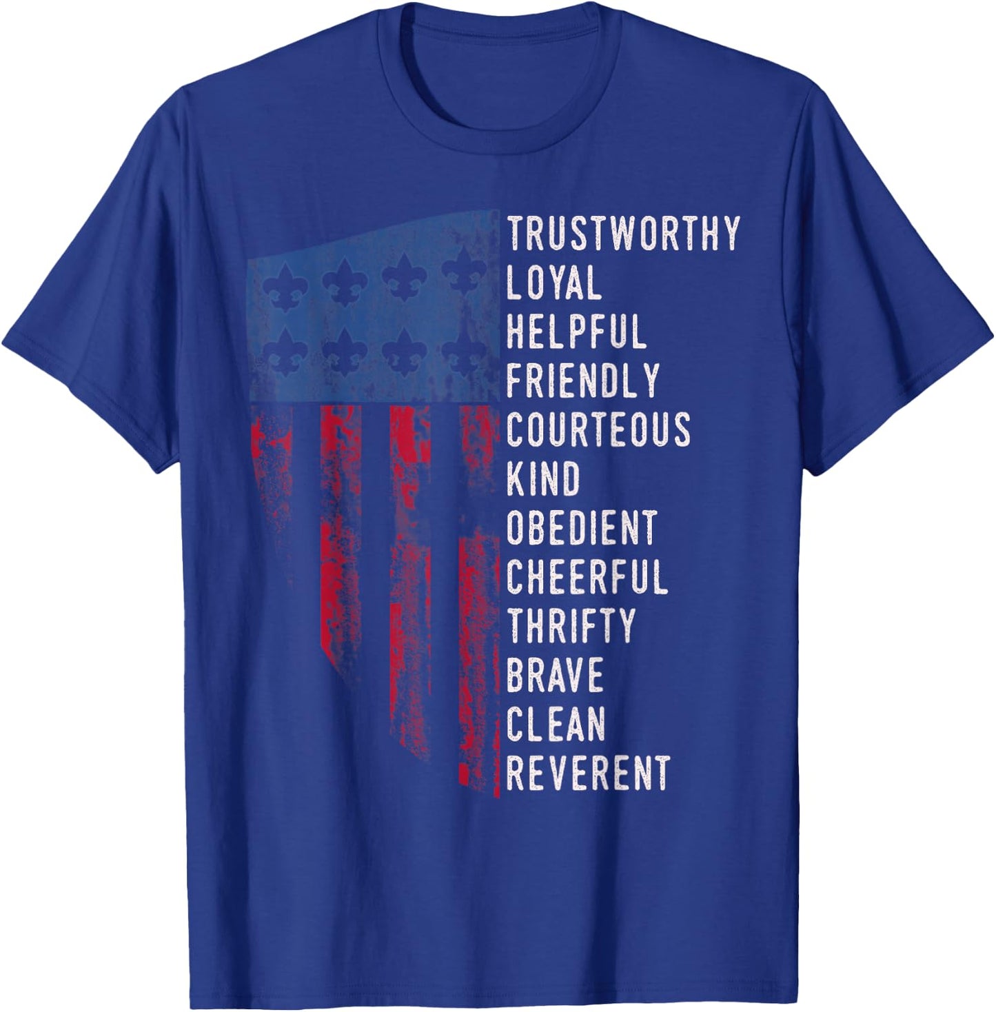 Vintage Scouting Gift | US America Flag Scouting Law T-Shirt - T-Shirt | Royal