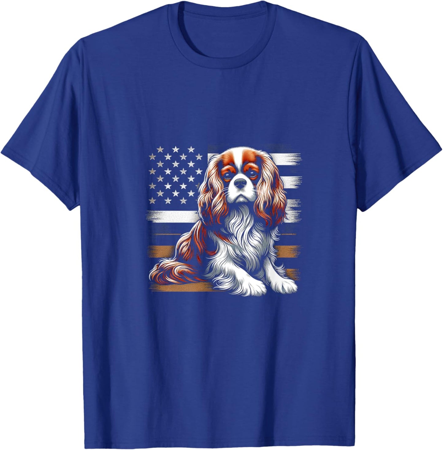 Cavalier King Charles Spaniel Vector USA Flag T-Shirt - T-Shirt | Royal