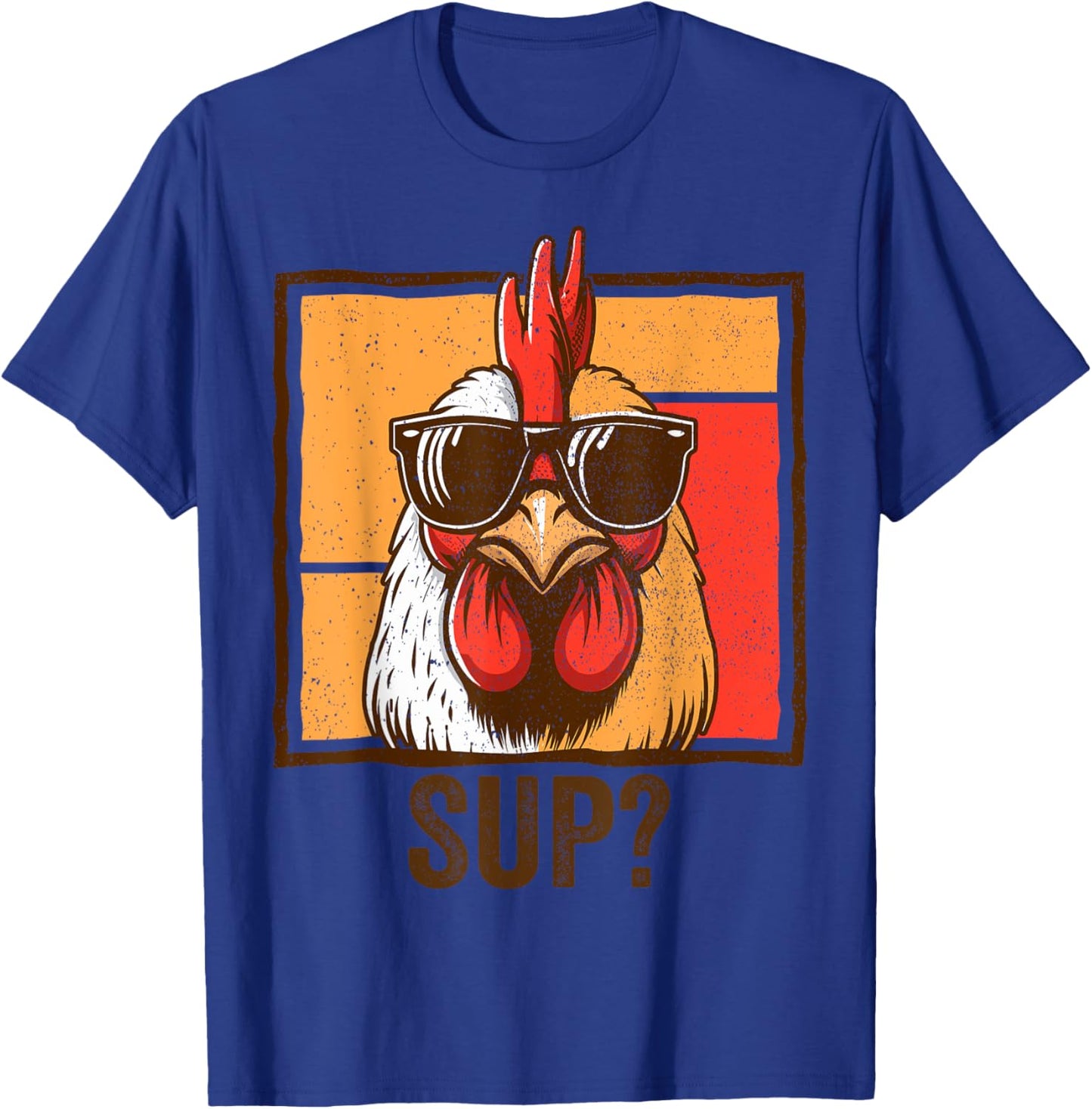 Cool Chicken Wearing Sunglasses Funny Farmer Men Women T-Shirt - T-Shirt | Royal