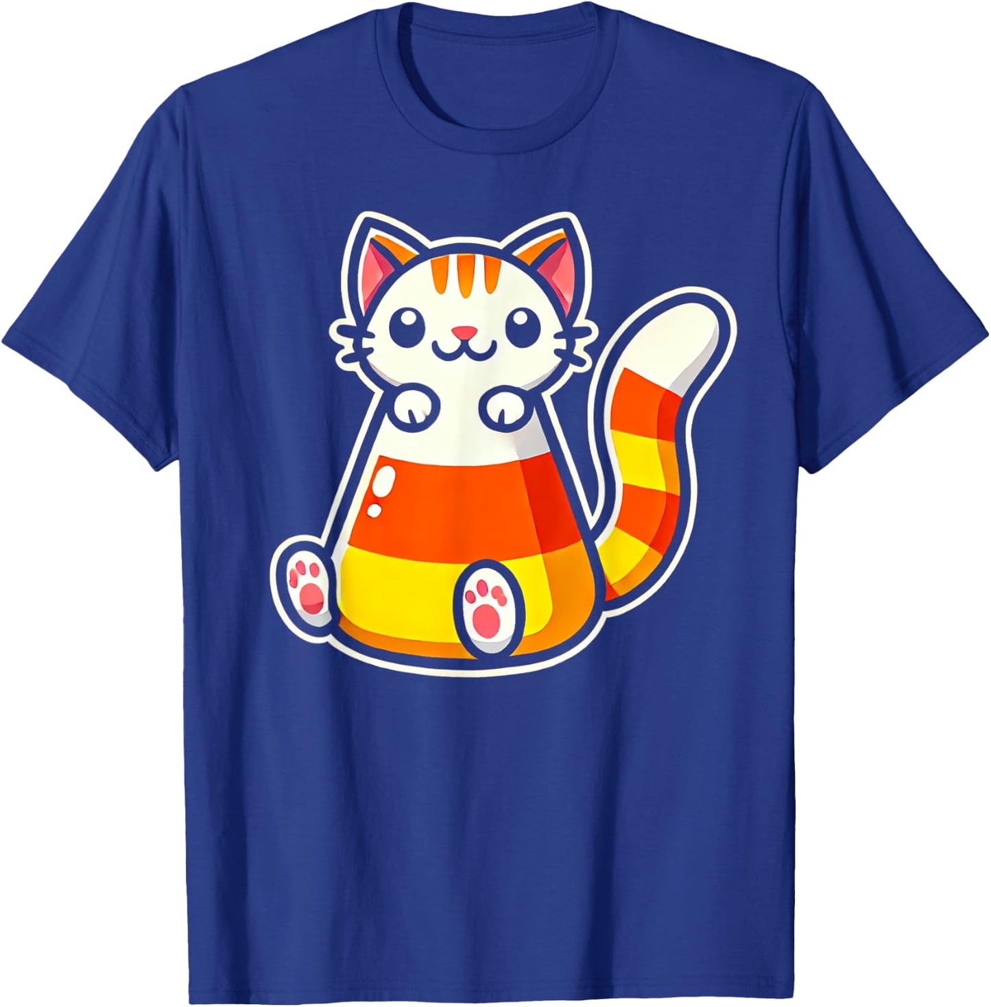 Candy Corn Cat Halloween Squish Kitty Kitten Women Kids T-Shirt - T-Shirt | Royal